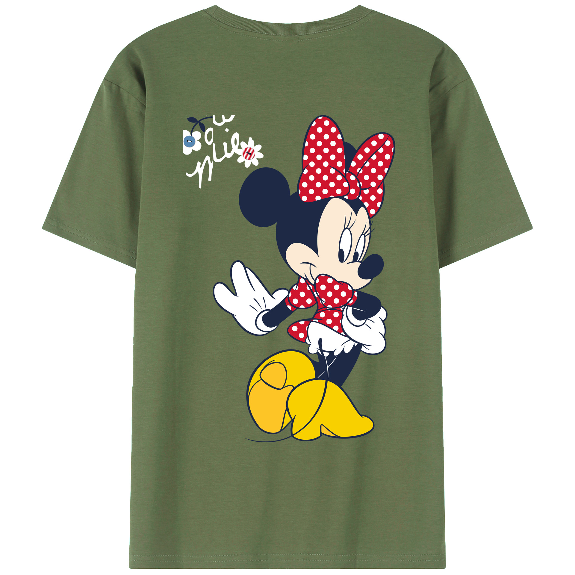 ミッキーマウス Mickey Mouse 綿100％ メンズ半袖Tシャツ（バックプリント） 通気性